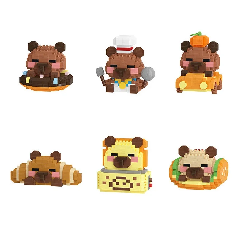 Blocs de construction Capybara animaux amusants, modèle Mini 3D, bricolage, assemblage d'animaux, Micro briques, jouets pour enfants, cadeau de noël