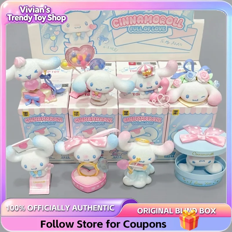 Genuine Sanrio Cinnamoroll Full Of Love Series Blind Box Cute Desktop Ornament Collectible Trendy Toy Figurine Birthday Gift
