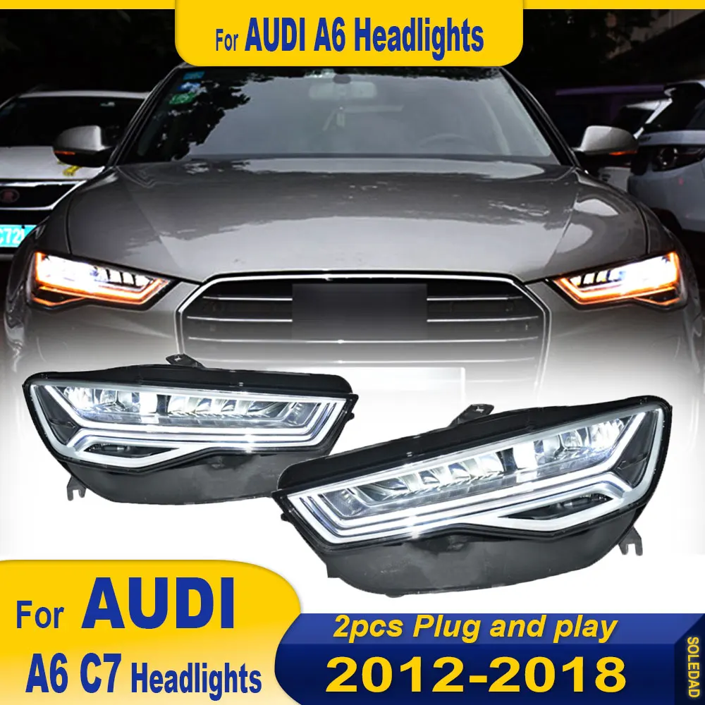 New LED Car Headlights For Audi A6L C7 2012 2013 2014 2015 2016 2017 2018 Headlight Signals Accessories Daytime Running Lights