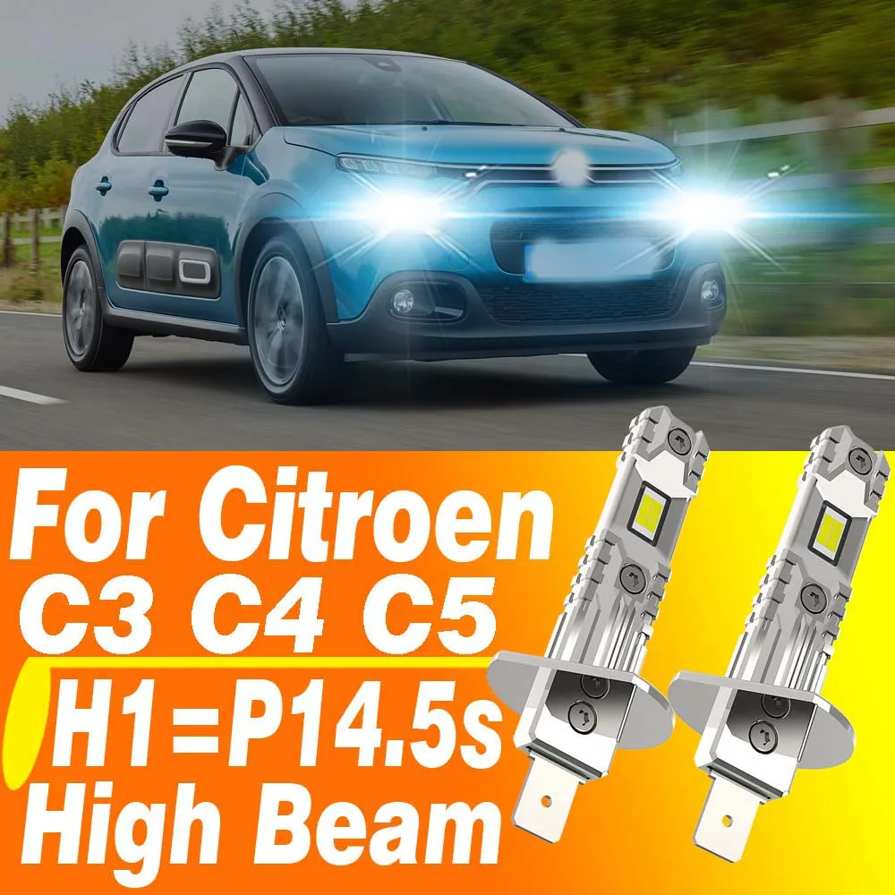 2 uds H1 faro Led Canbus P14.5s bombilla de Luz De Carretera de coche Auto Motor luz antiniebla blanca lámpara de diodo Turbo 12v 55w para Citroen C3 C4 C5