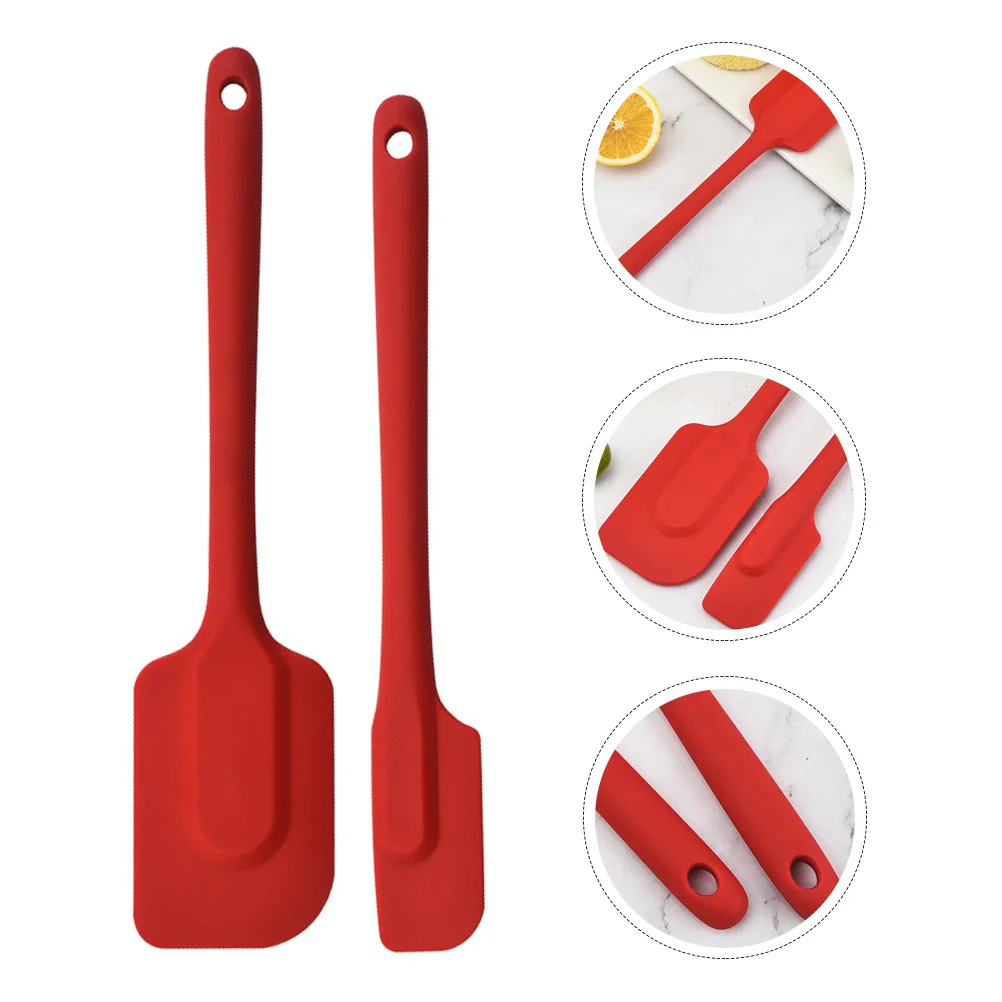 

2pcs Silicone Scrapers Thickened Kitchen Spatula Smooth Easy Clean Wall Mountable Handle Ergonomic Multi-Function Butter