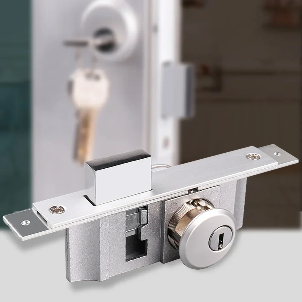 Sliding Door Locks Invisible Mortise Frame Glass Door Lock Aluminum Alloy Gate Floor Lock Hook Anti-Theft Safety Hardware