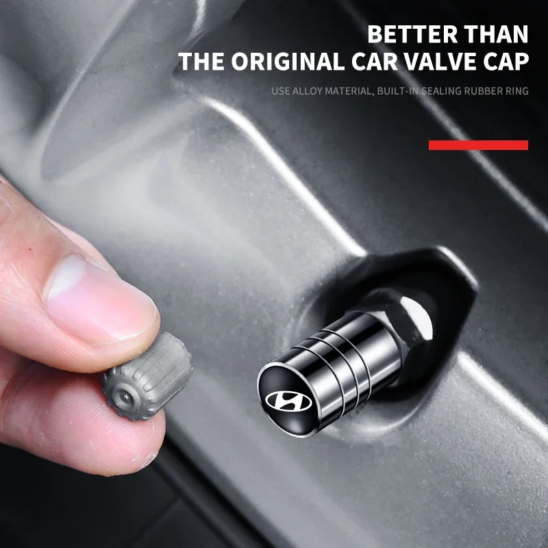 4 قطعة عجلة السيارة صمام الهواء الجذعية غطاء قبعات لشركة هيونداي أيونيك توكسون I30 I40 Fe سم DM إلنترا سوناتا RB LC كونا اكسسوارات السيارات #6