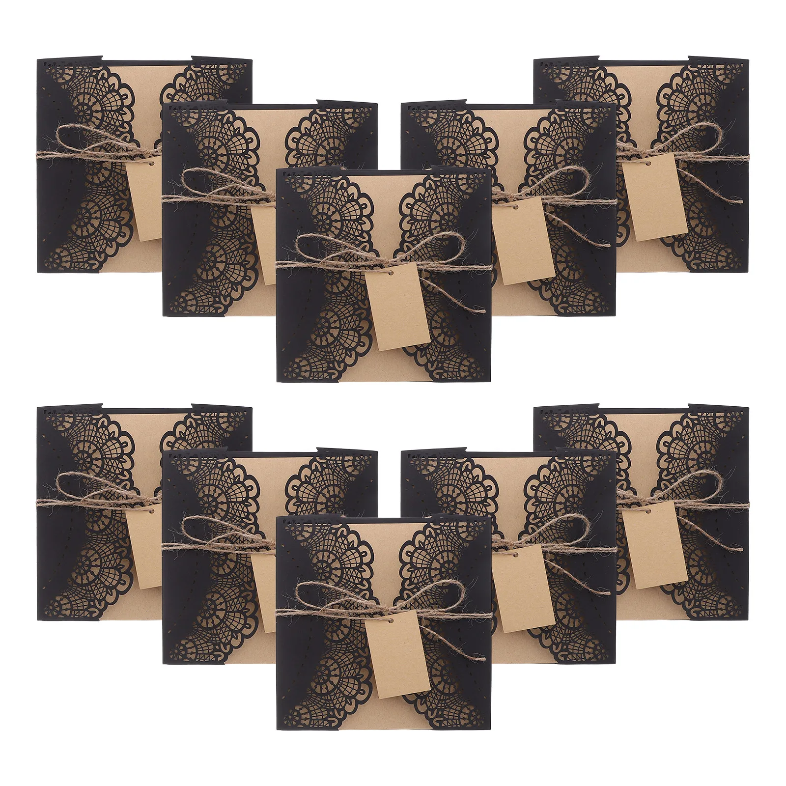 

10 Sets Halloween Spiderweb Invitations Black Intricate Cutout Cards Envelopes Scary Spooky Party Holiday Blessing Cards