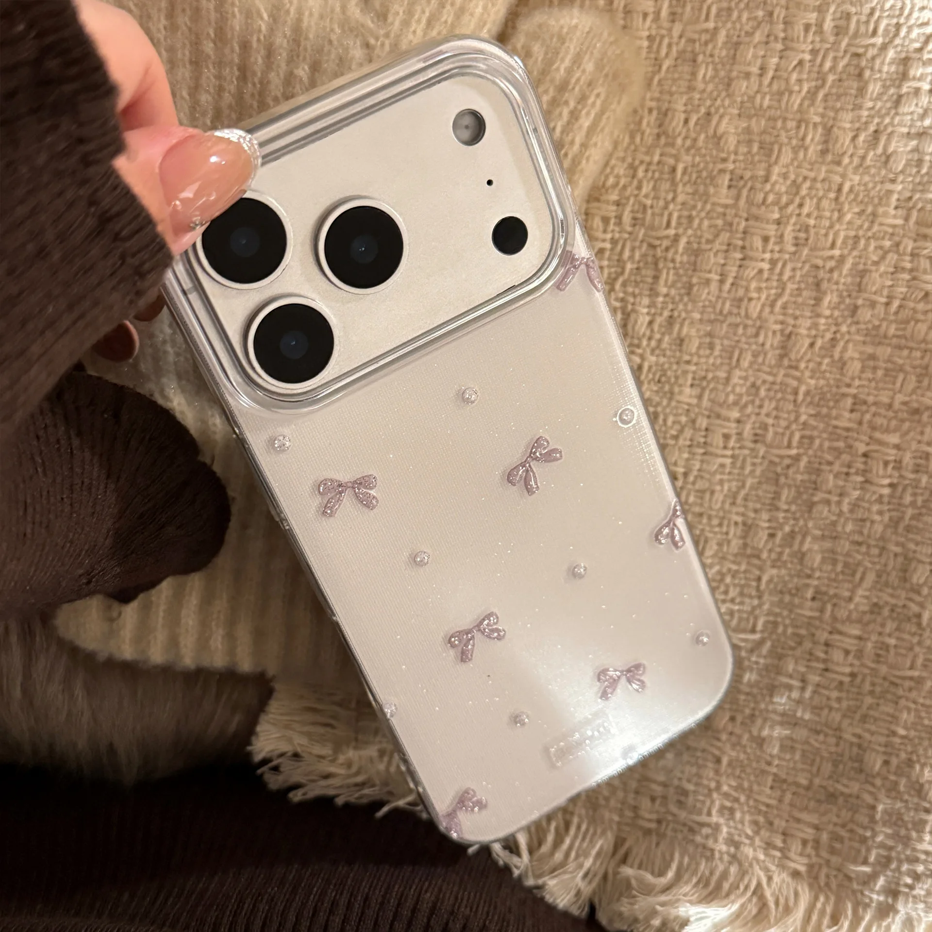 Korean 3D Bowknot Glitter Phone Case For iPhone 17 Air 16 15 14 13 12 11 Pro Max XS XR X 7 8 Plus Shockproof Protective Cover view 6