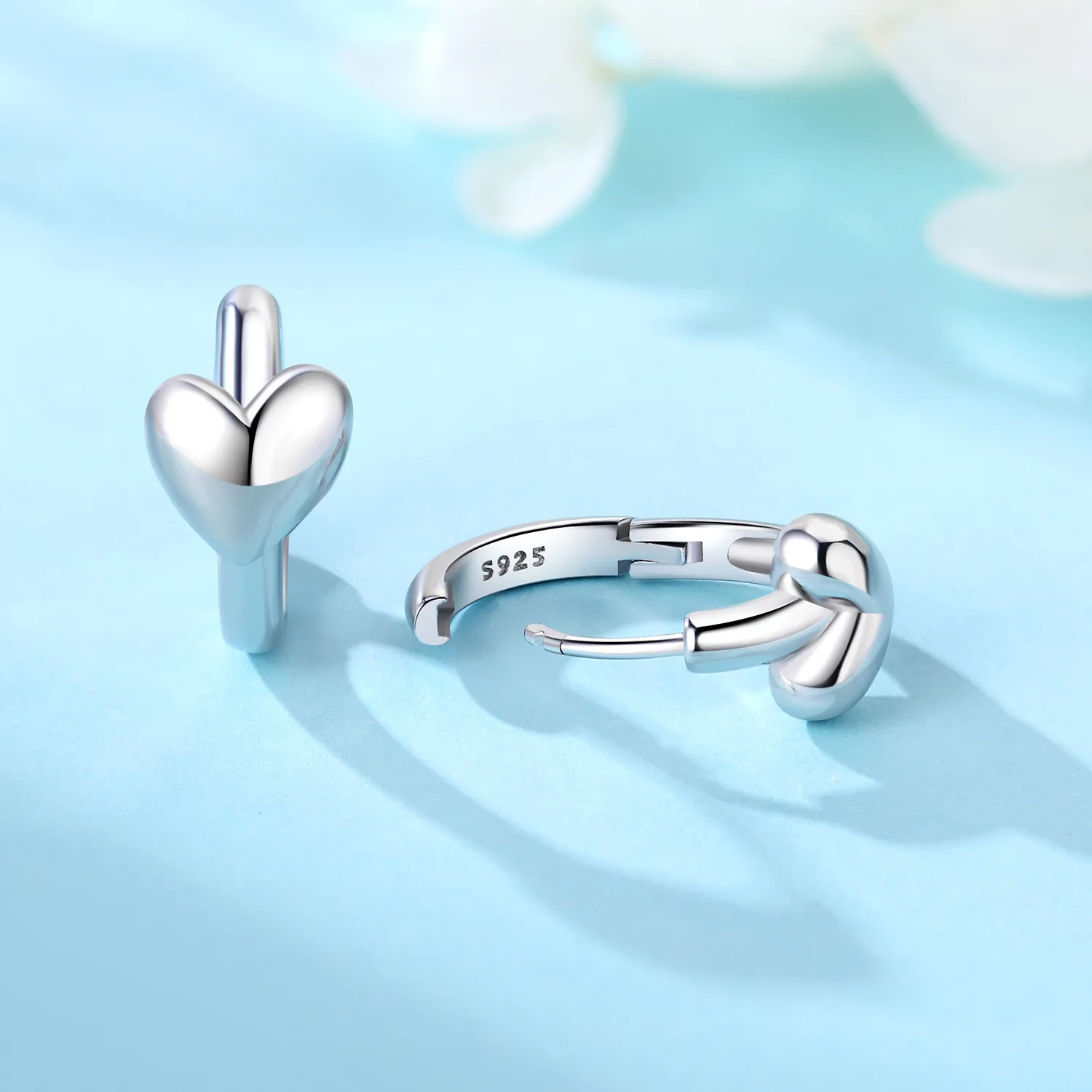 CYCUFF S925 Sterling Silver Basic Heart-shaped Earrings Hoop Earrings Women Jewelry Original Trendy Anniversary Gifts