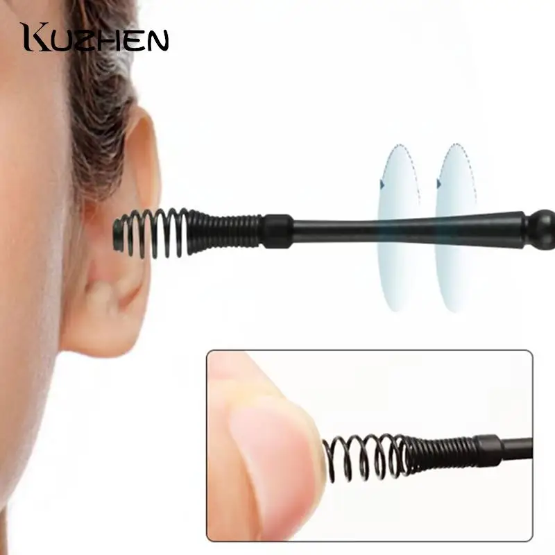 Double Head Spiral Soft Silicone Earwax Removal Ear Scoop Set Stainless Steel Earwax Removal Ear Scoop Cleaning Tool