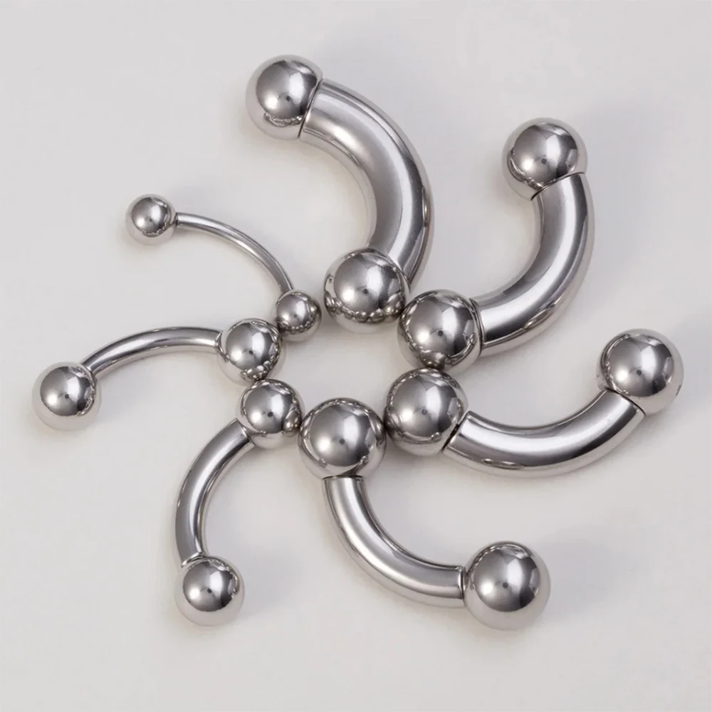 Big Size Surgical Steel Straight Barbell Ring Curved Banana Penis Tragus Piercing PA Nipple Barbell Nose Ring Piercing Jewelry