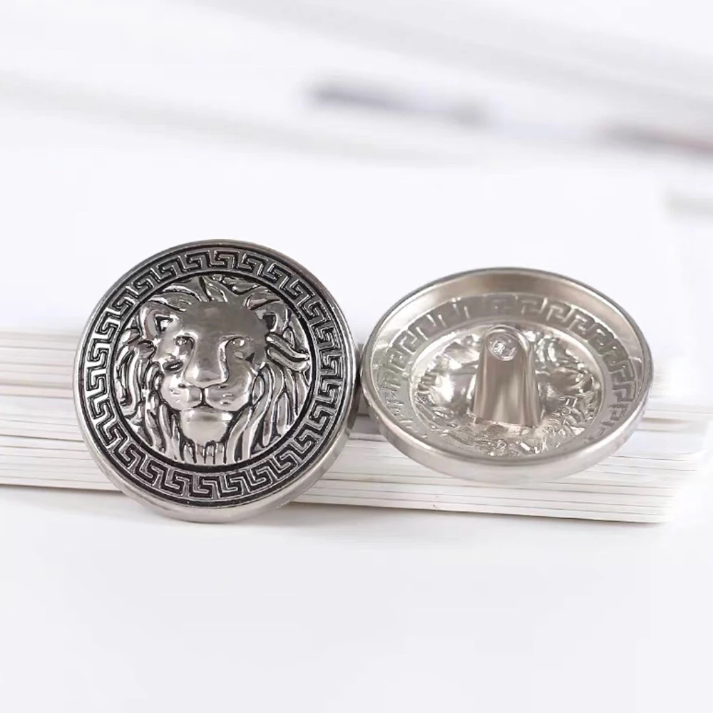 10 Pieces/set Gold Silver High-grade Lion Head Pattern Round Metal Buttons Sewing Accessories Shirt Coat Suit Decorative Buttons image 6