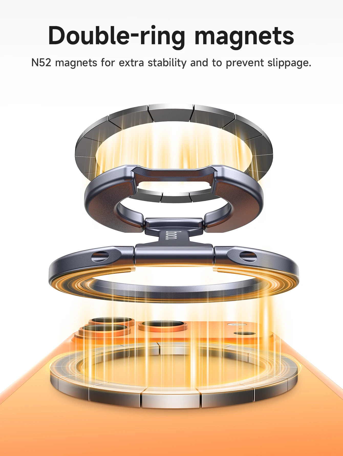 GH9 Magnetischer Handy-Ringhalter Abnehmbarer Griff Ständer Kompatibel mit iPhone MagSafe Samsung Xiaomi - Handyhalterung – Detail 5