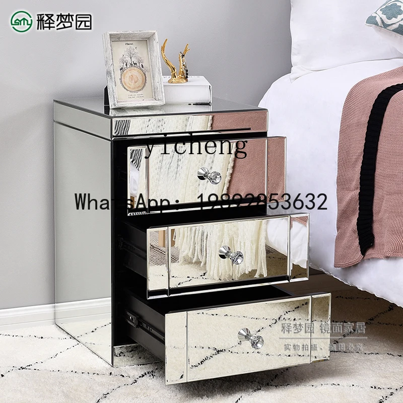 Mirror Furniture Bedside Table Side Cabinet Locker Corner Cabinet Light Table Glass Furniture Neoclassical Postmodern