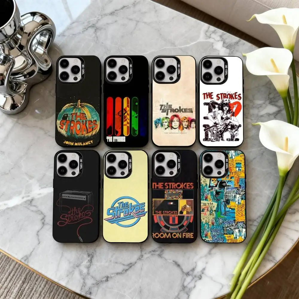 

Rock T-The S-Strokes Band Phone Case For iPhone17,16,15,14,13,12,11 Plus,Pro Max Black Candy silver phone case