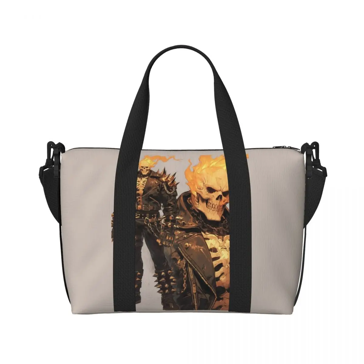 Custom Cool Ghost Rider Tote Bag Women Large Capacity Gym Beach Shoulder Travel Bag