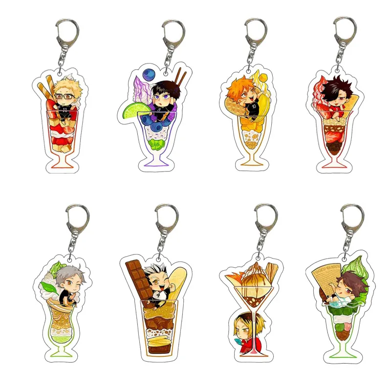 4-16pcs Haikyuu!! Keychain Cosplay Volleyball Boy Key Chain Hinata Shoyo Kageyama Tobio Cartoon Figures Keyring Pendant Jewelry