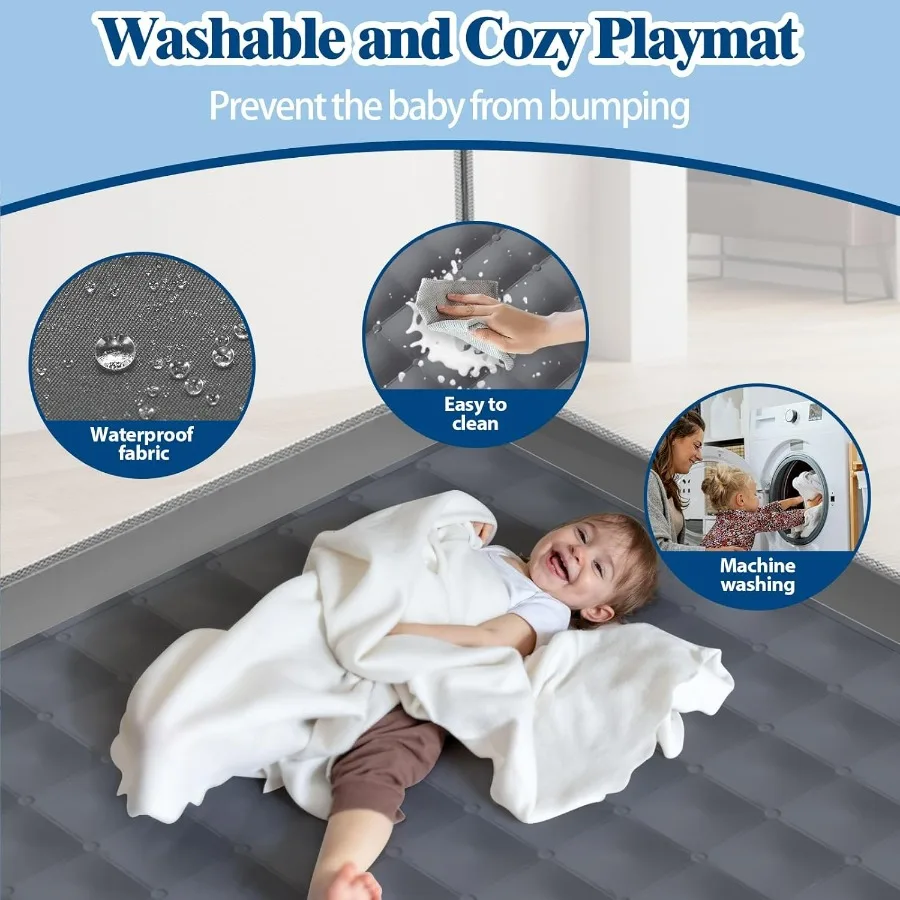 Box per bambini piccolo con tappetino Robusto parco da gioco di sicurezza Lavabile Piccolo box per neonati Cancello con cerniera in rete morbida e traspirante antiscivolo