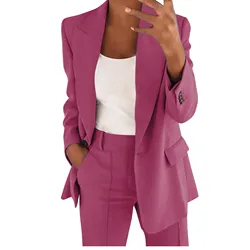 Women'S Blazer Top Elegant Solid Long Sleeves Jacket Suit Jacket Business Fashion Spring Tracksuit Office Lady Blouse Coat Tops