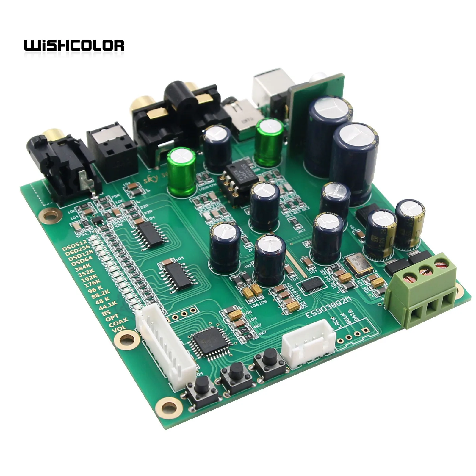 

Wishcolor ES9038Q2M DAC Board Decoder Board Support For IIS DSD Optic Fiber Coaxial Input 384K DOP128