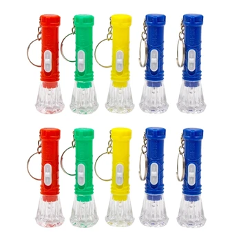 Pack Of 10 Bright Mini LED พวงกุญแจไฟฉายพวงกุญแจไฟฉายขนาดเล็กไฟฉายสีขาวแสงสีสุ่ม