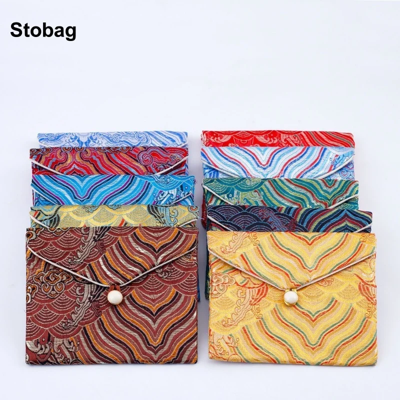 

StoBag 20pcs Chinese Silk Jewelry Bag Cotton Brocade Small Gift Bracelet Earring Packaging Storage Bundle Pocket Reusable Pouch