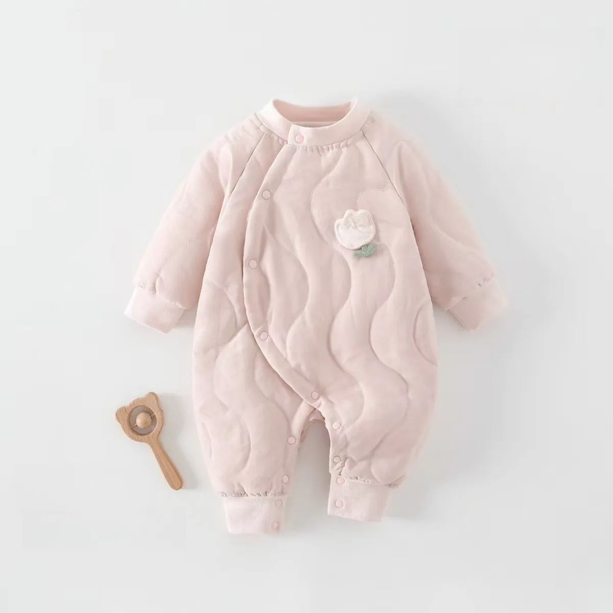 Autumn Newborn Thick Cotton Clothing Baby Winter Sweet and Cute Flower Jumpsuit 0-18 Months Newborn Baby Girl Warm Rompers