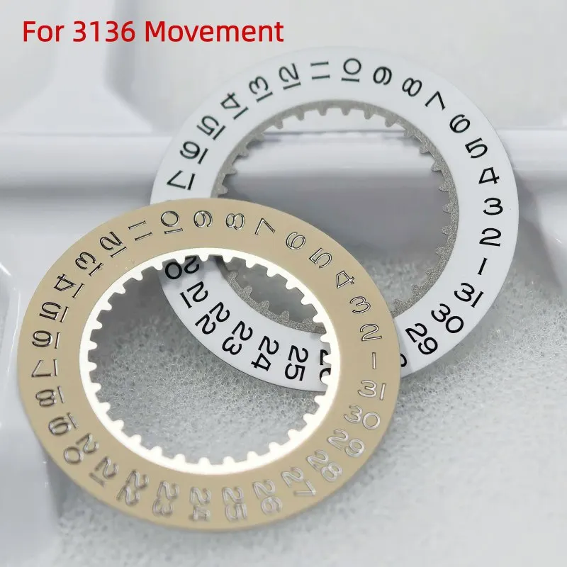 

Watch Parts White Vintage Calendar Disc Compatible 3136 Move Indicator Date Disc Substitute for RLX 3136 Original Calendar Disc