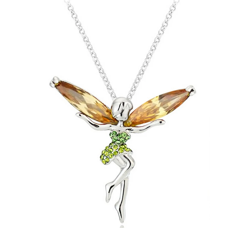 Valentine's Day Gift for Girlfriend Zircon Flying Elf Pendant Gold Plated Necklace Jewellry Accessories