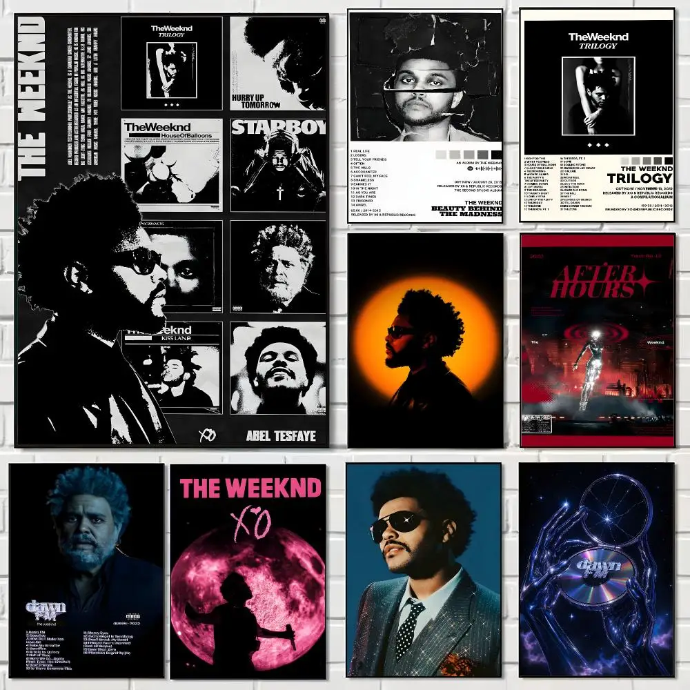 Pop R&B Singer T-The Weeknd Poster Pegatina artistica HD autoadhesiva impermeable para salon dormitorio