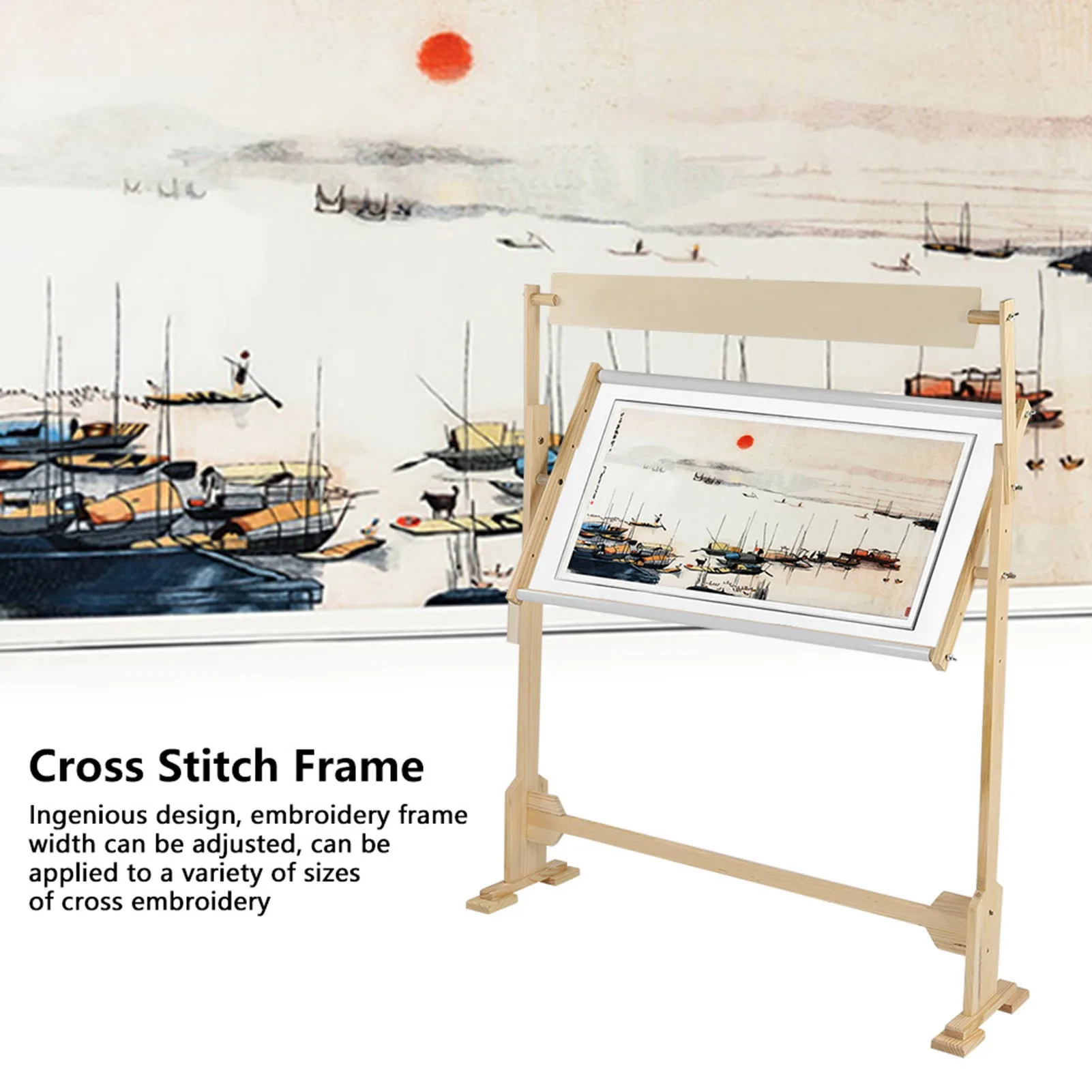 Large Size Embroidery Stand Adjustable Wood Frame For Cross Stitch Needlework