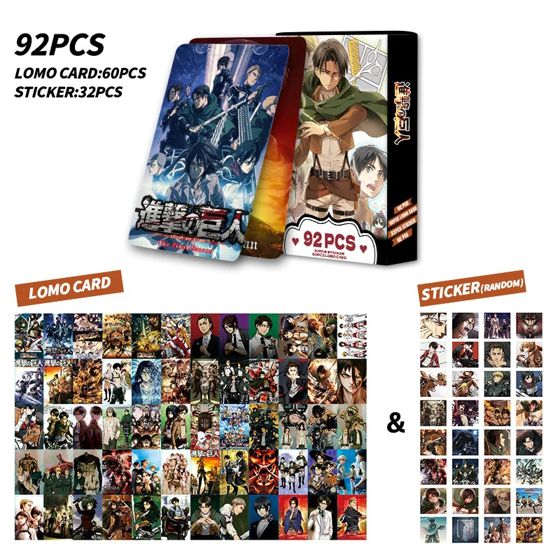 92PCS NEW Anime Attack on Titan Photocard Lomo Card Stickers Photo Cards For Fans Collection Postcards Children's Toys Gift