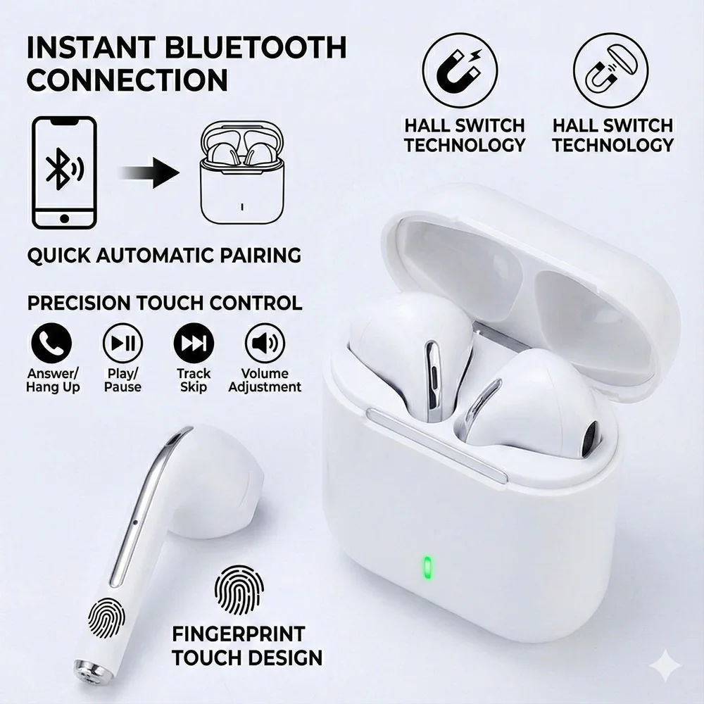 Original Wireless Bluetooth Headphones HiFi Stereo Sound Smart Touch Control HD Call Low Latency for Gaming Sports Workouts