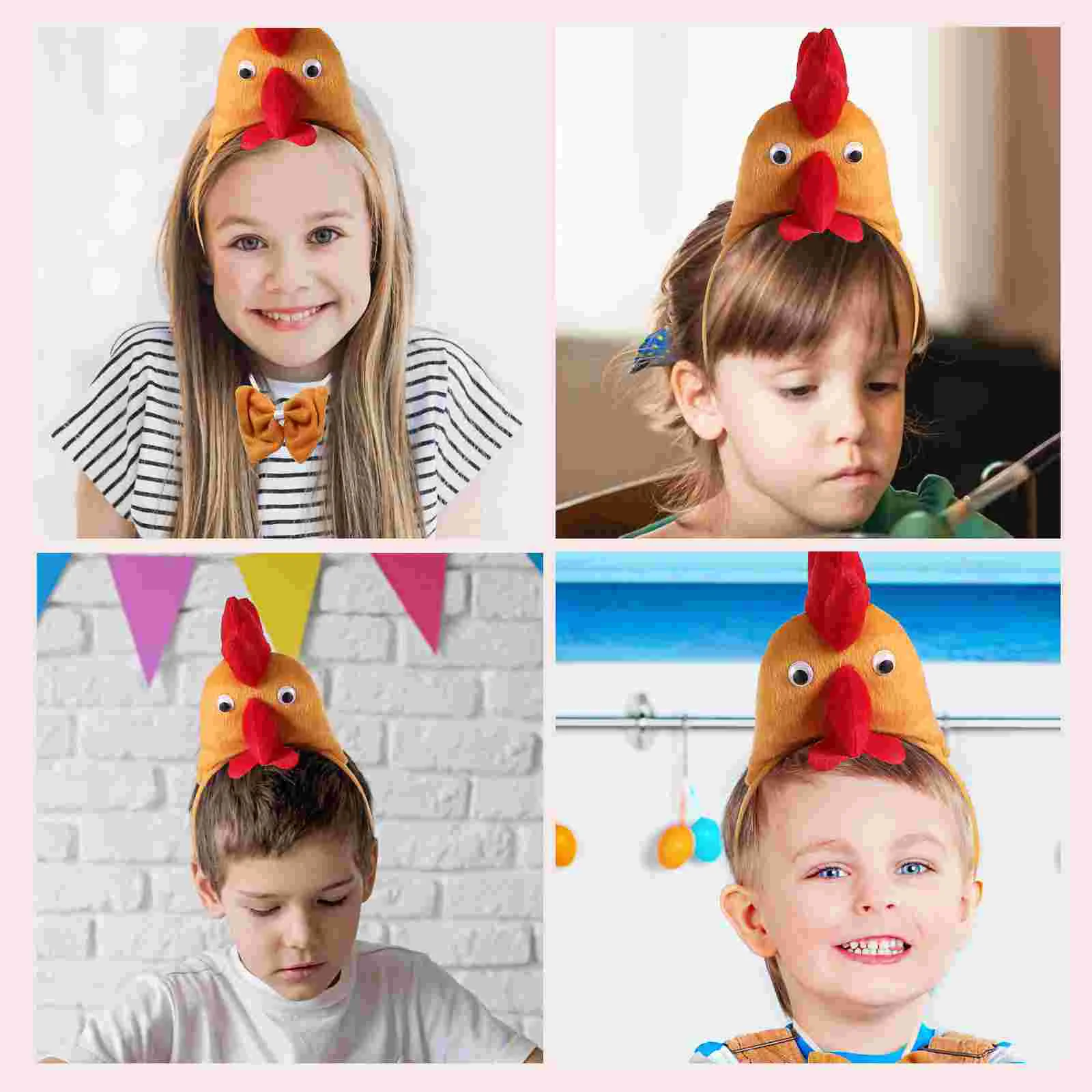 Conjunto de tres piezas de pollo tridimensional, accesorios para fiesta de Pascua, pajarita, disfraces de Cosplay, diademas de animales, recuerdo