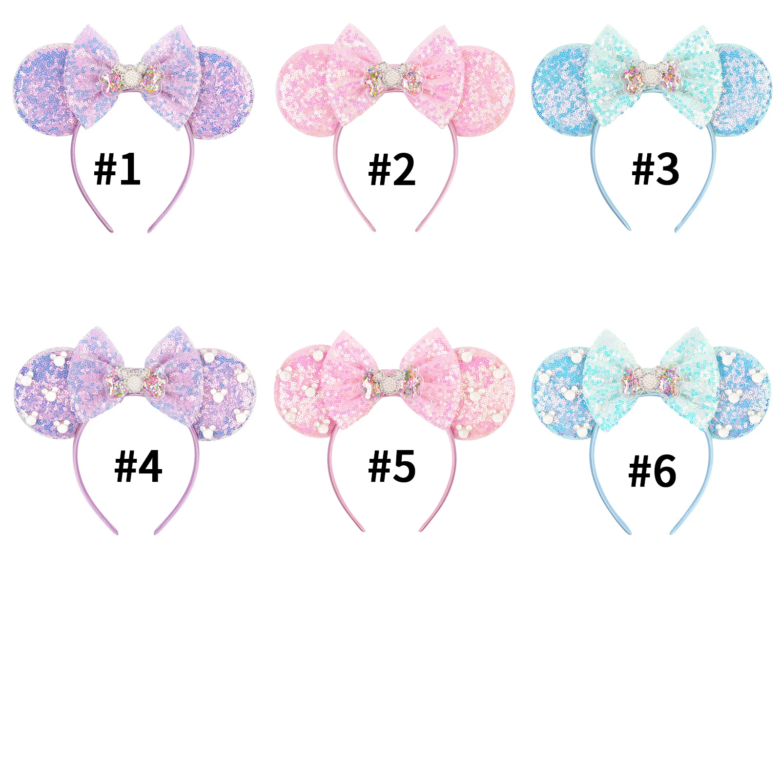 Sequin Mi ckey Mouse Ears Headband Birthday Girl Hair Band Pearl Decor Hair Hoop Kids Party Cosplay Photo Props Hair Accessories - view 6