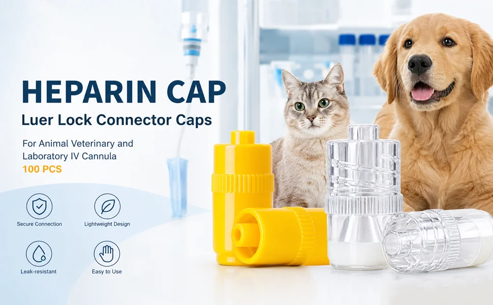 Heparin-Kappe für IV-Einwegkatheter, geeignet für Hunde, Katzen und andere Haustiere, Veterinärbedarf – Detail 1