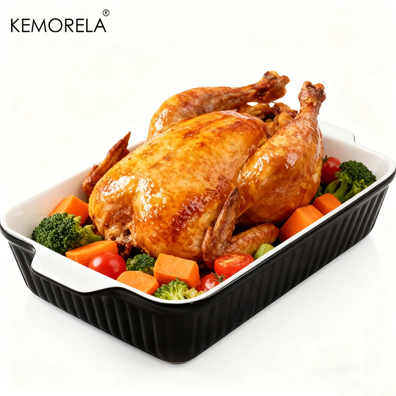 1 plato para hornear de cerámica, disponible en 3 tamaños, sartén para lasañas profunda para horno, con asas, utensilios para hornear seguros y duraderos para lasaña