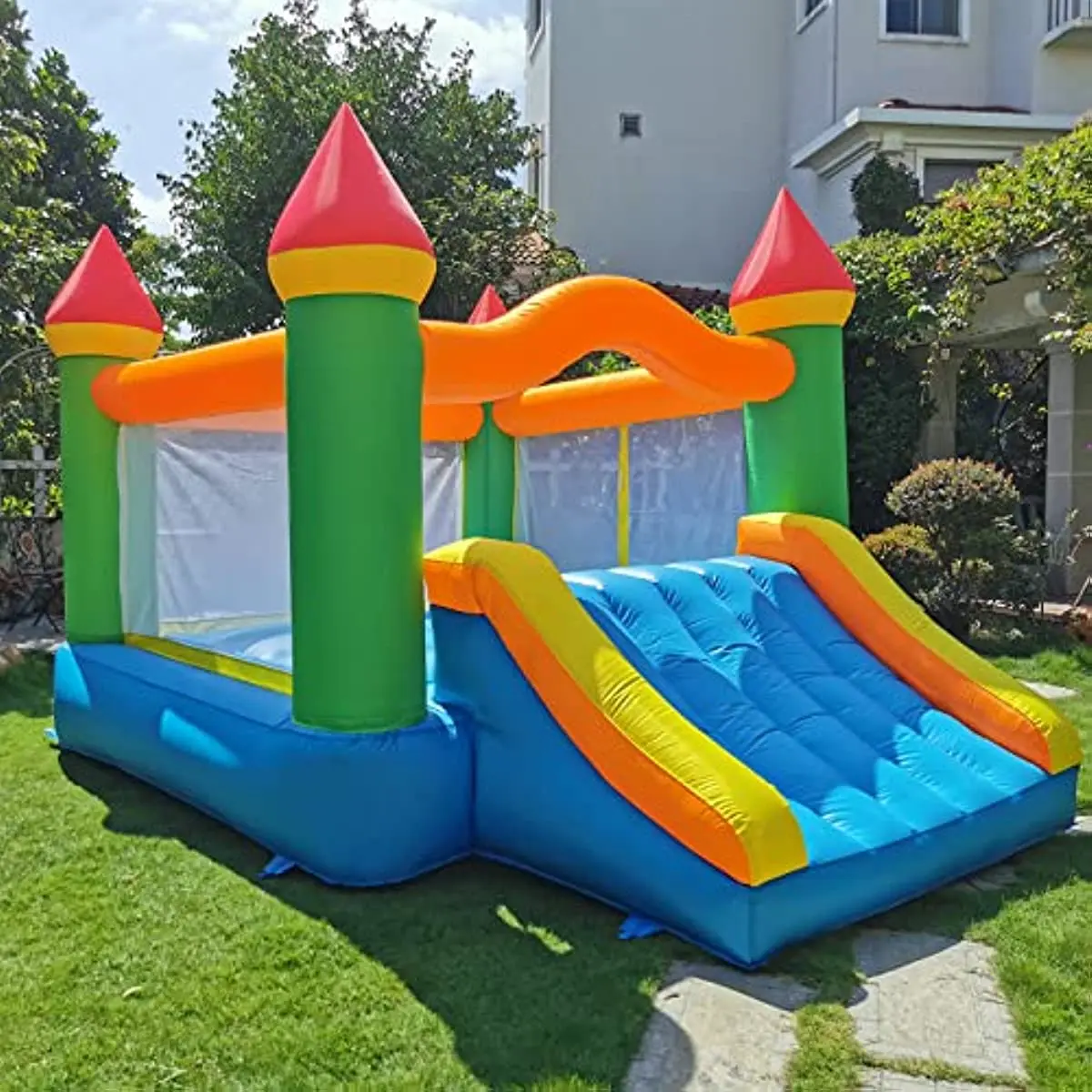 Yard Inflatable Bounce House With Slide 12*9*8ft Bouncy House For Kids Bouncing  House With Blower For Outdoor Backyard/Indoor