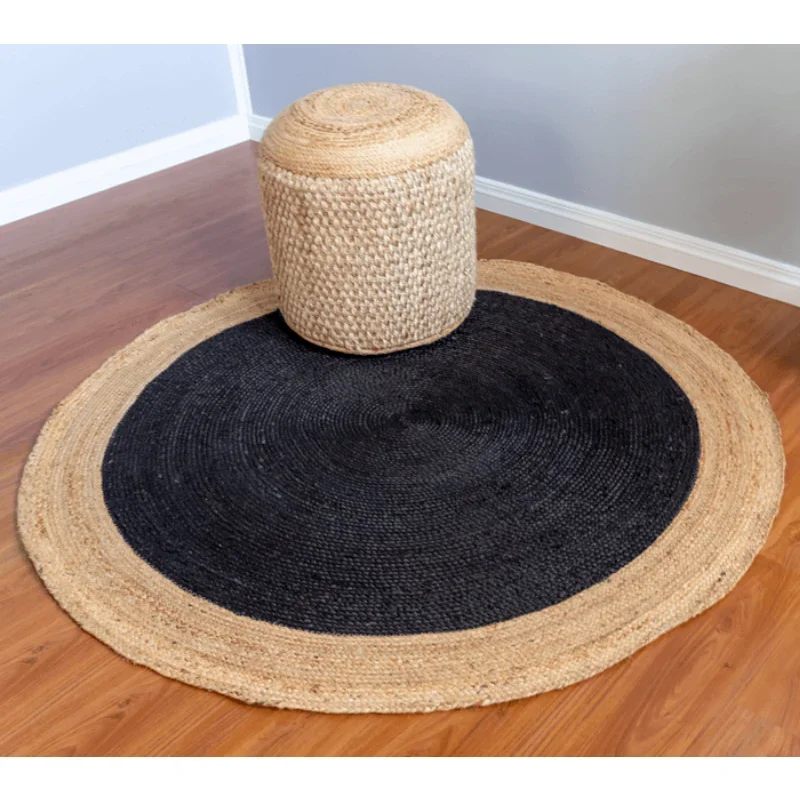 

Jute Rug Round Reversible Look Natural Plant Fiber Braided Handmade Rustic