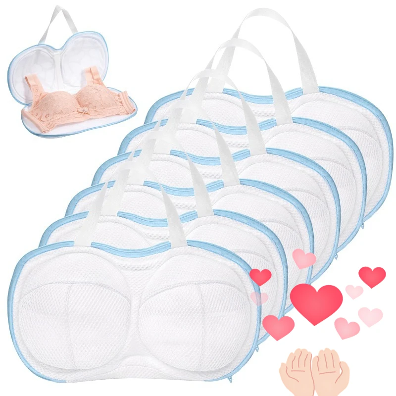 1/3/6Pcs Woven Mesh Bra Laundry Bags, Zipper Closure Delicates Wash Pouches, Round for Lingerie Underwear Washing Machine