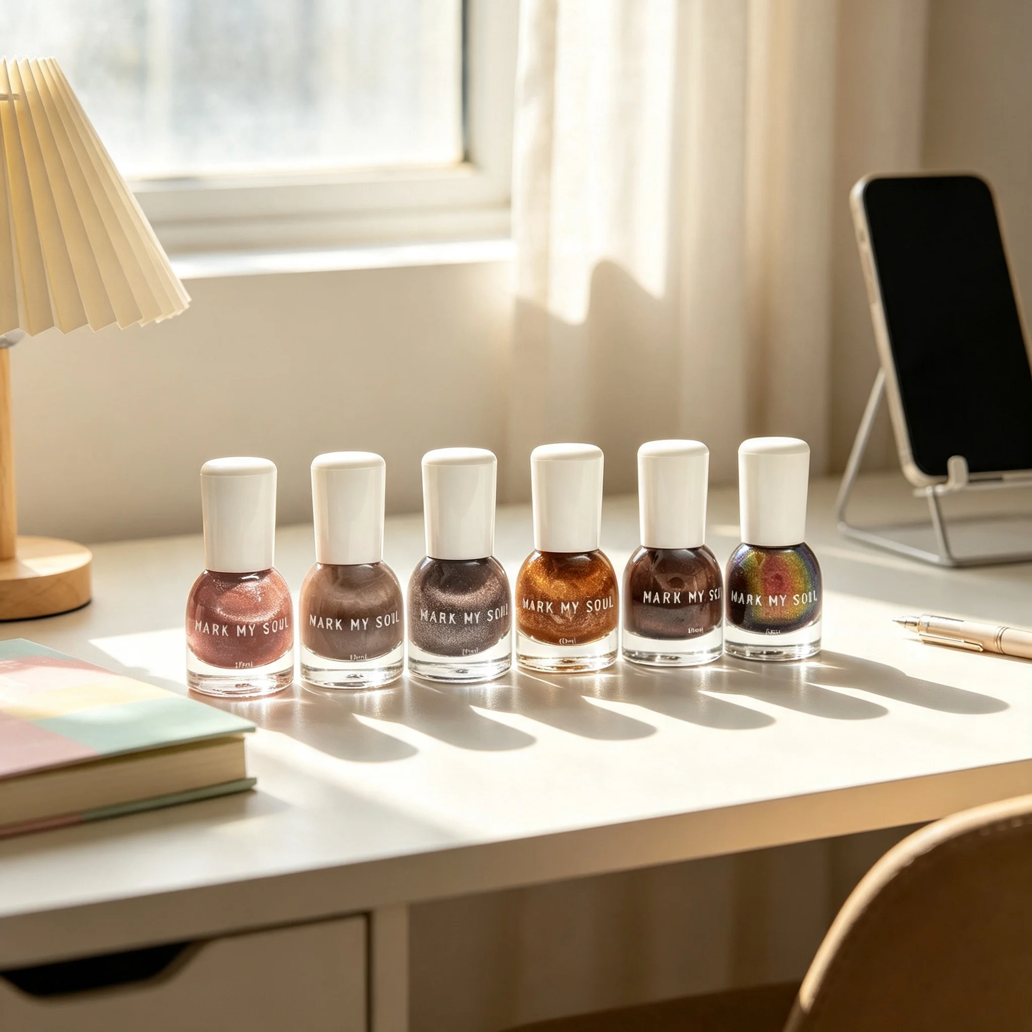 6Pcs Metallic Bronze Glow Cat Eye Nail Polish Kit, MARK MY SOUL No  cure Nail Polish S55/S135/S112/S163/S86/S82, Quick Dry Long