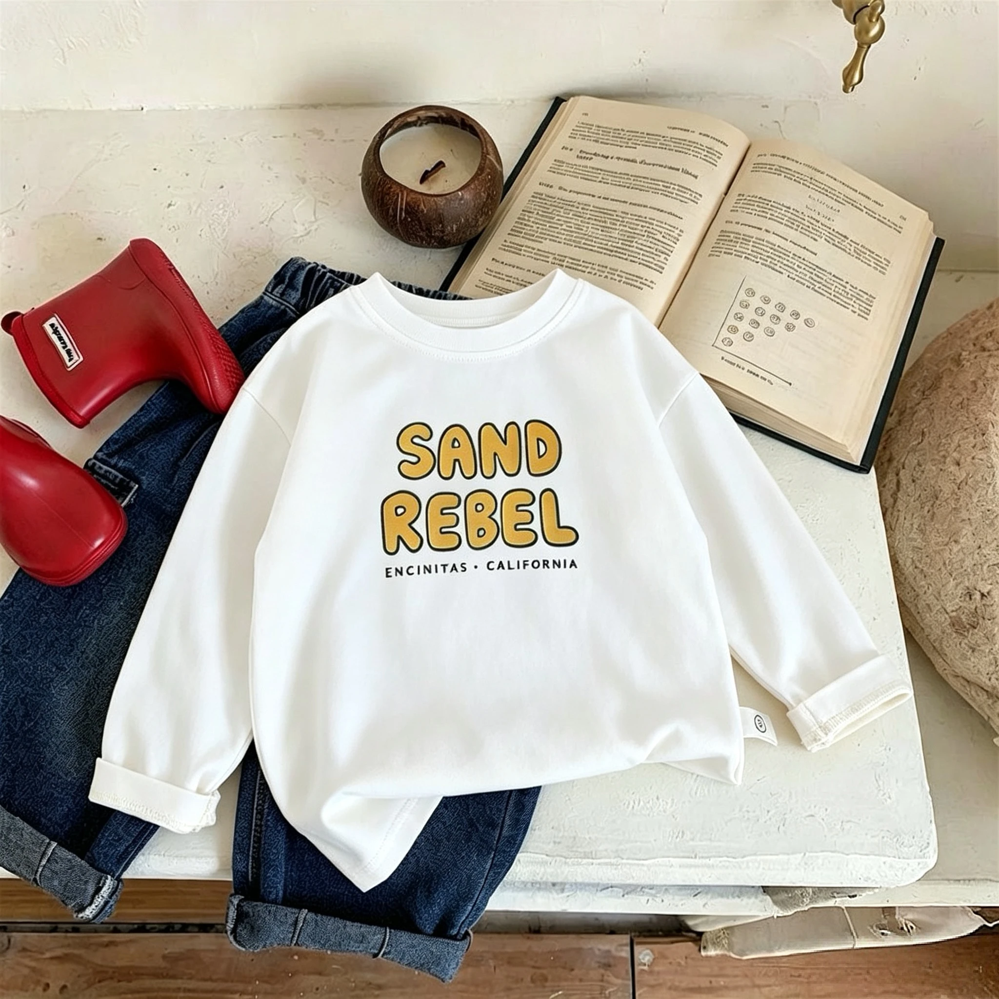 Langarm-T-Shirt für Mädchen und Jungen, Oberteile, Herbstkleidung, bedruckt, modisch, beliebt, Kinder-Unterhemd, Rundhalsbluse, Kinderbekleidung. – Detail 6