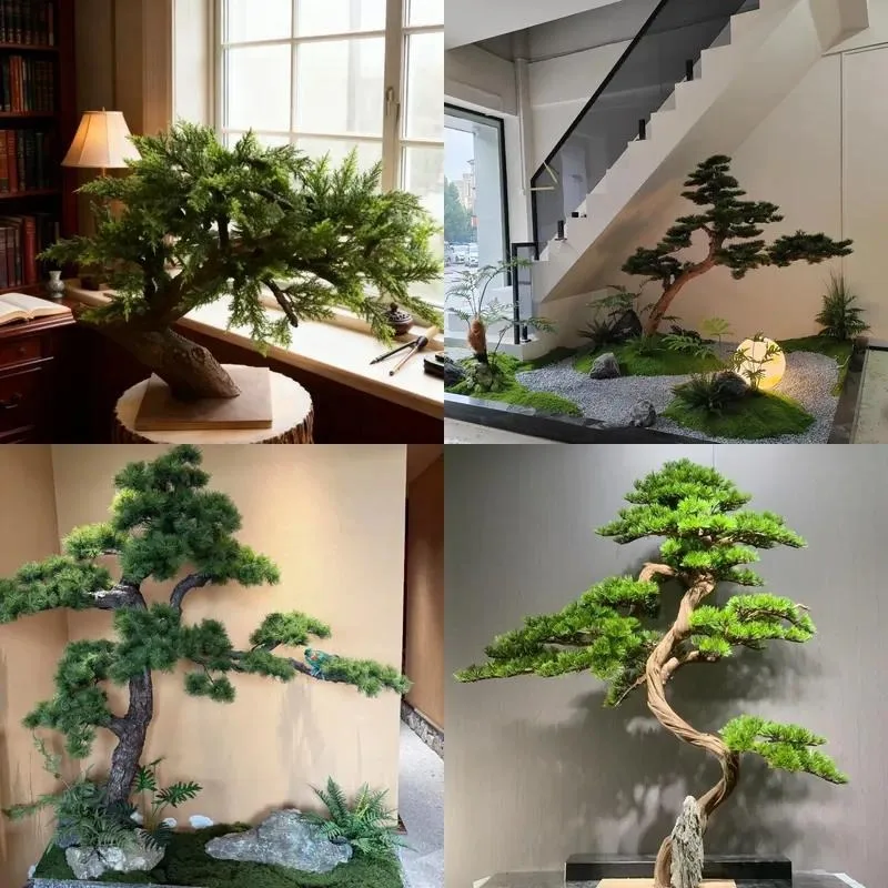 High-quality large artificial plants and trees, artificial pine wood trunks for sale