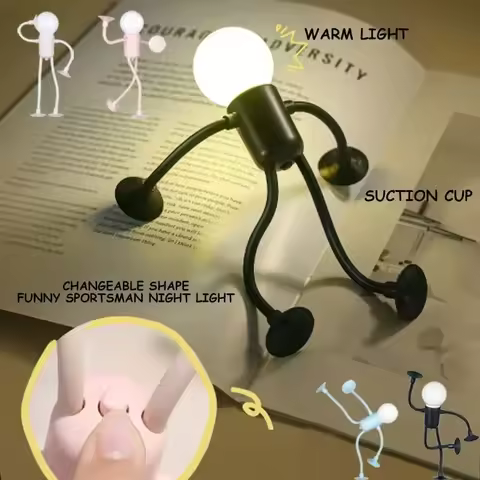 Small Humanoid Night Lights Changeable Shape Funny Sportsman Table Lamps Foldable Button Battery Desk Lamps Bedroom Atmosphere