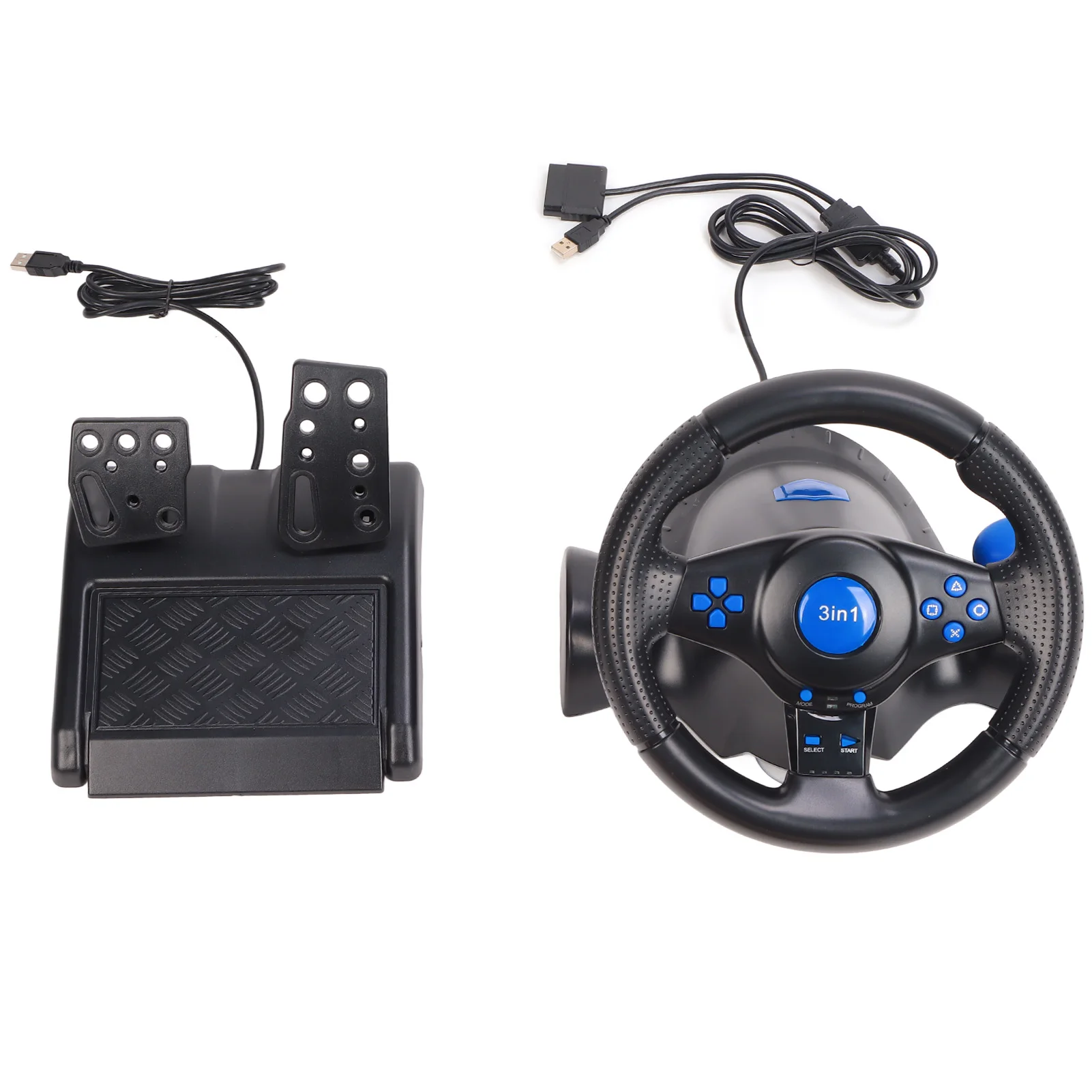 

Gaming Steering Wheel 180 Degree Rotation Multifunctional 3 in 1 Game Racing Wheel with Pedals for PS3 /PS2/ PC