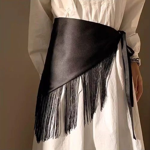 Imagen 1 del producto Cinturón Retro con borlas para mujer, cinturón ancho, corsé con borlas triangulares a la moda, camisa, vestido, abrigo, accesorios de decoración
