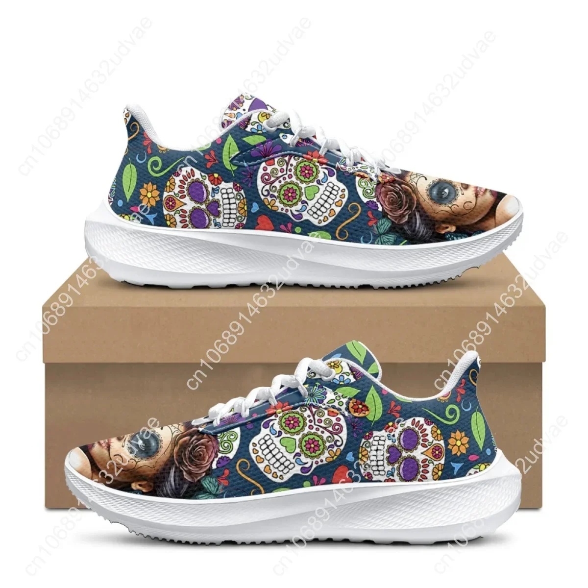 Sneakers for Teen Girls The Day of The Dead Skull Print Dirty-Resistant Non-Slip Running Shoes Lady Tennis Shoe Halloween Gift