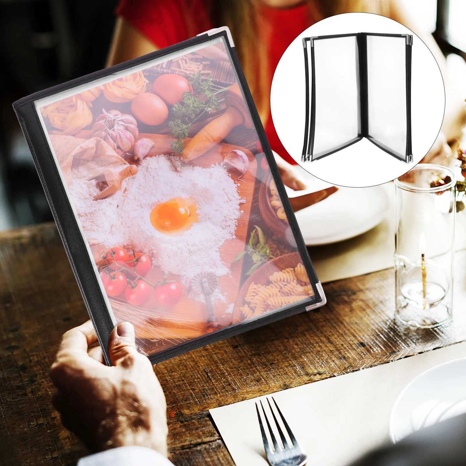 

Restaurant Menu Covers PVC Transparent Multi-Page Clear Holder for Hotel Cafe Tea Menu Protector Elegant Design