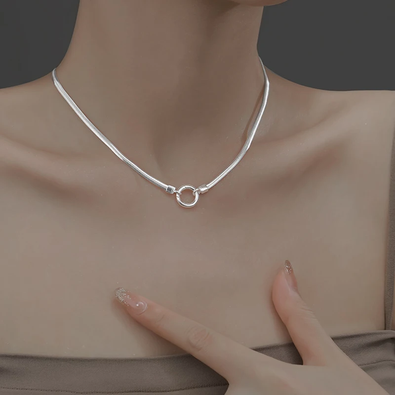 

Лидер продаж, ожерелье из стерлингового серебра 925 пробы, 18-20-22 дюйма, простое колье из змеиной кости, круглые аксессуары, мужские и женские подарочные ювелирные изделия