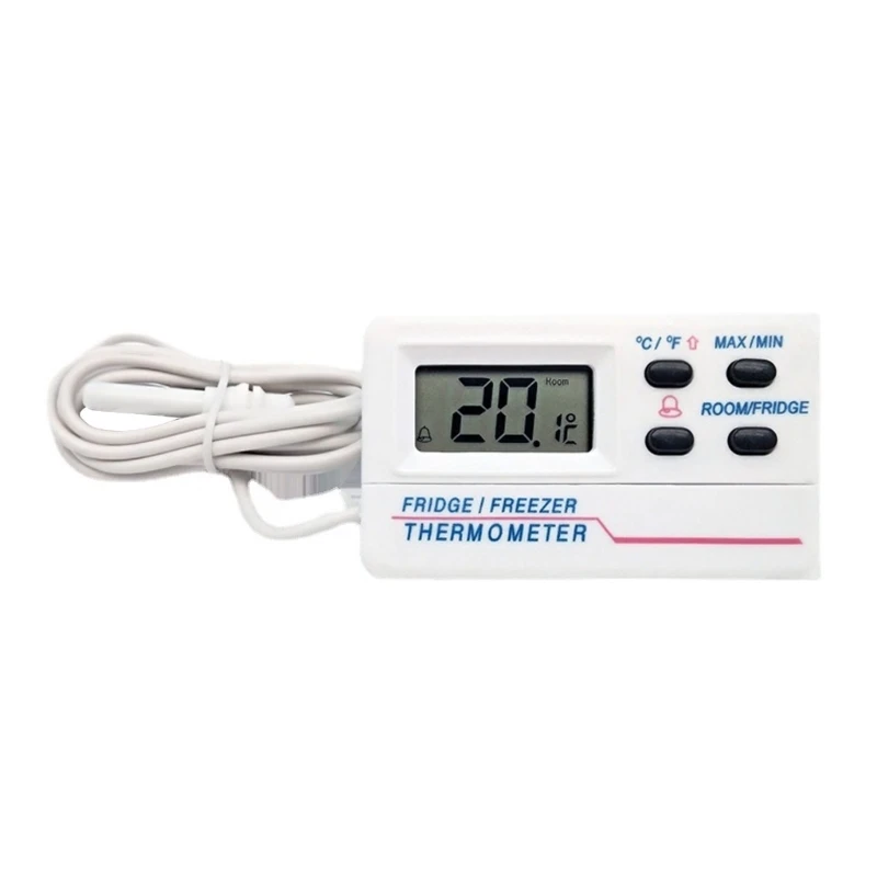 LCD-Kühlschrank-Gefrierschrank-Thermometer, digitales Kühlschrank-Thermometer mit 2 Sensoren und Alarm, Innen- und