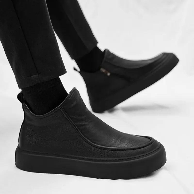 

Men's High Top Boots FadRetro Designer Booties Outdoor Leather Casual Boots for Mens Non-slip Cozy Men's Work Boots Botas Hombre