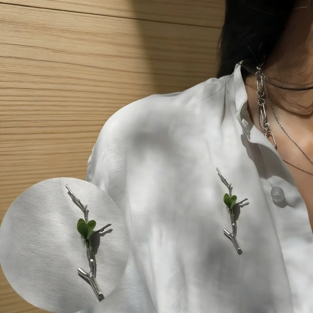 Branch Shaped Flower Insert Brooch Pin Enamel Flower Badge Personalized Coat Backpack Jewelry Accessories Decoration Wholesale