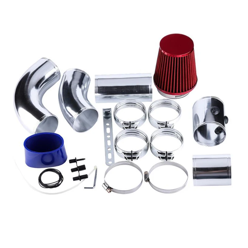 Universal 76MM Auto Car Cold Air Intake System Aluminium Tube intake pipe Turbo direct cold Car Intake Pipe Hose Retrofit Kit
